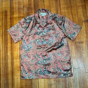 Urban Outfitters Satin Paisley Short Sleeve Shirt